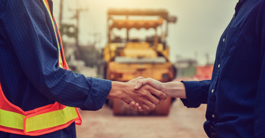 construction agreement and handshake