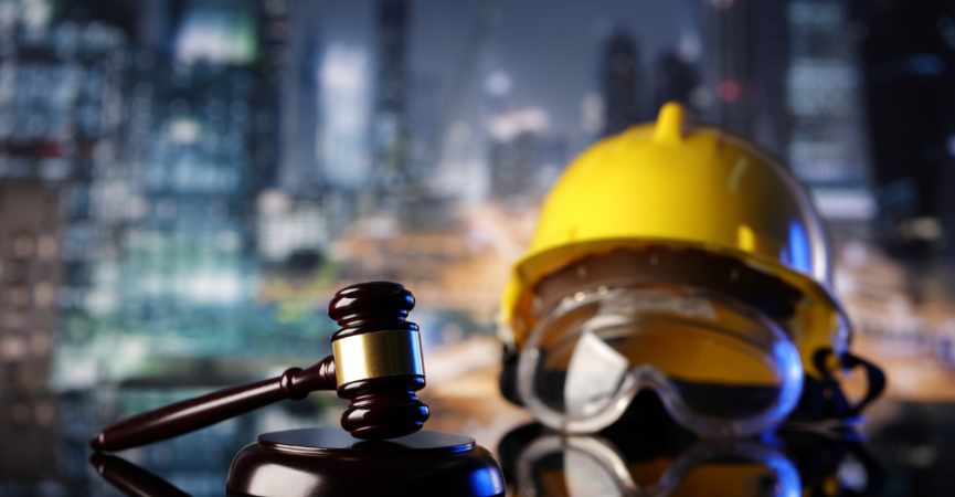 construction worker hat with gavel